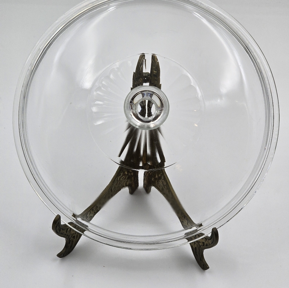 Pyrex 624C- Replacement Lid 8.75" round clear glass ribbed fits 2qt